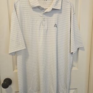 Rhoback White Polo with Light Blue Pinstripes
